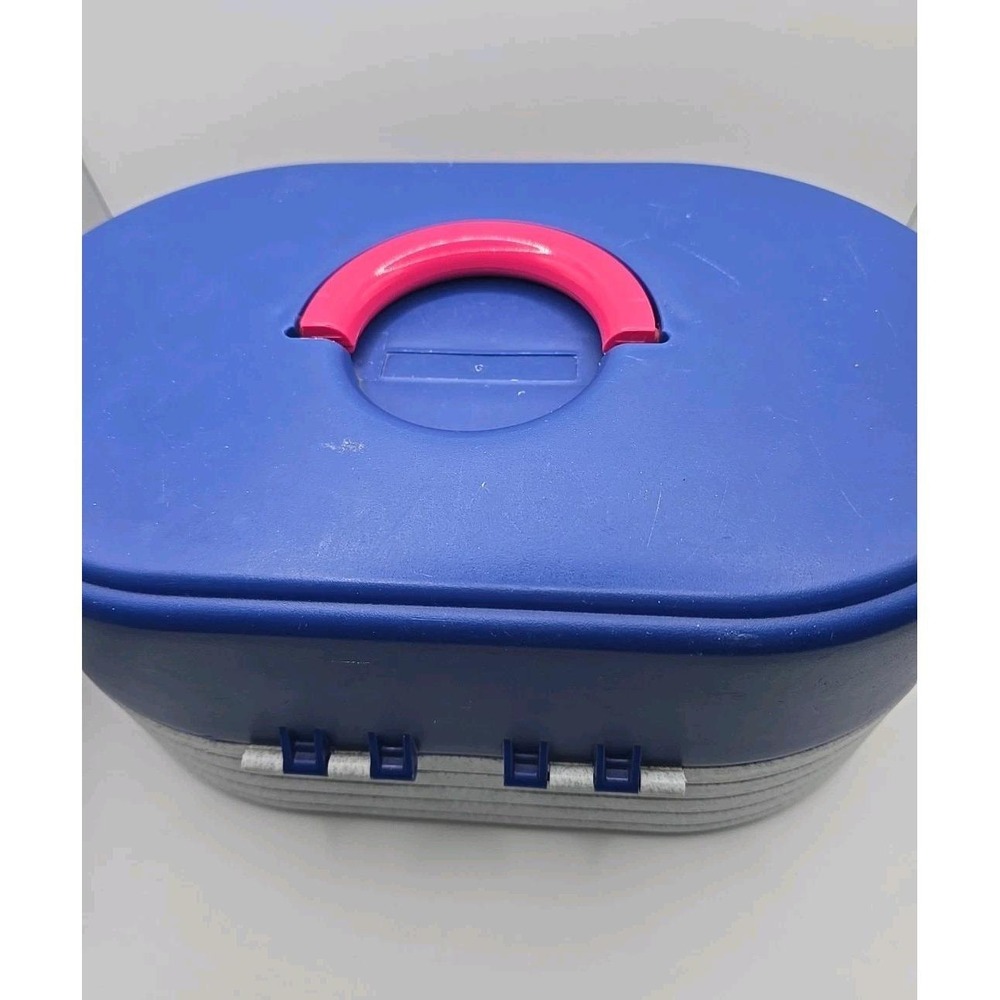 Caboodles Makeup Storage Carrying Case Vintage Original Gray And Blue Mirror GUC - Picture 3 of 10